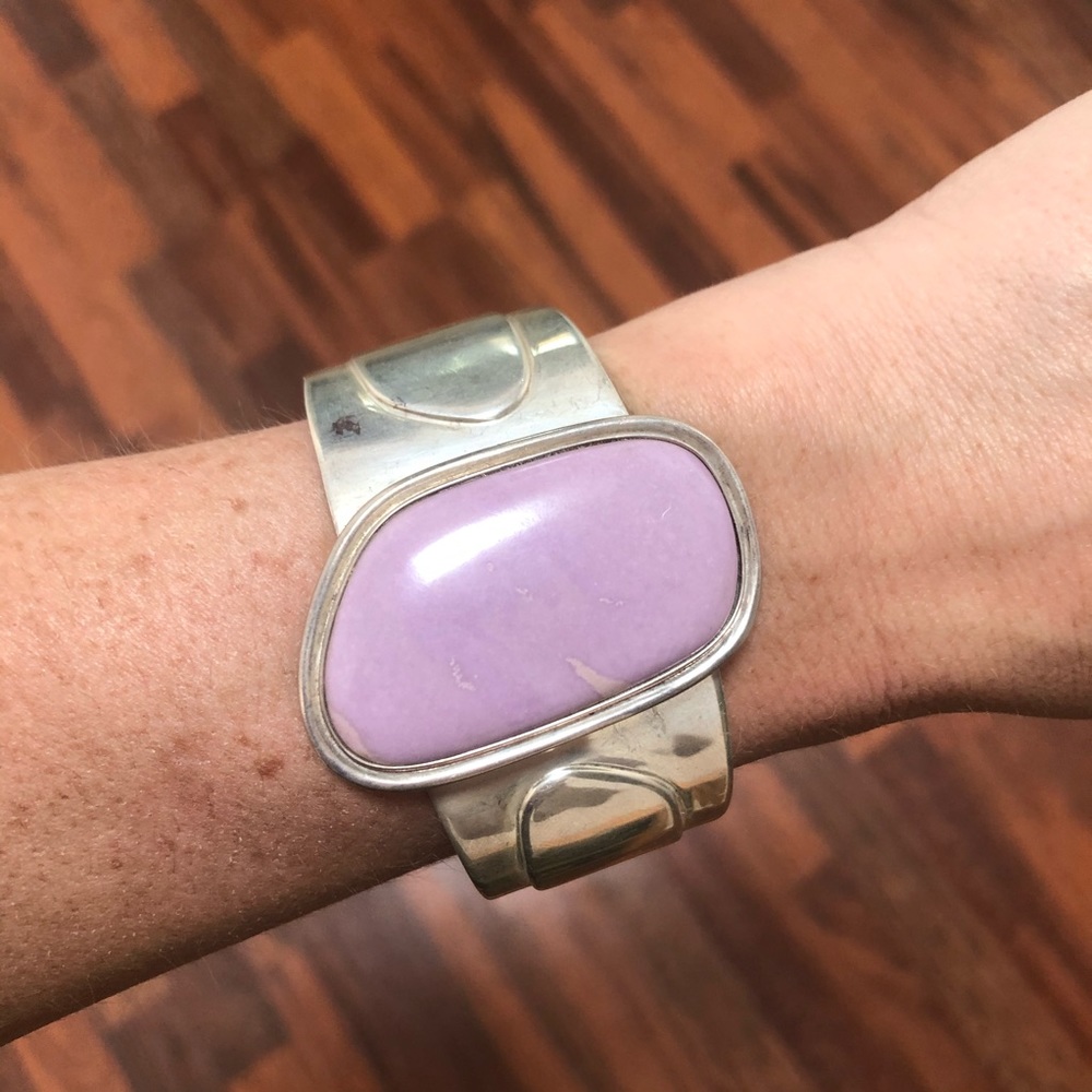 Pink stone and sterling silver band/bracelet